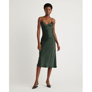 Quince Dark Green Slip Dress